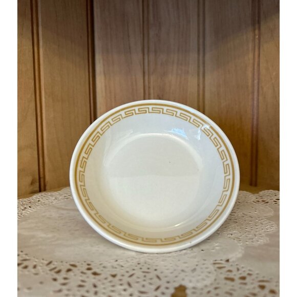 Vintage Homer Laughlin Tan Athena Empire Greek Key Sauce Berry Dessert Set of 4 - Picture 1 of 5